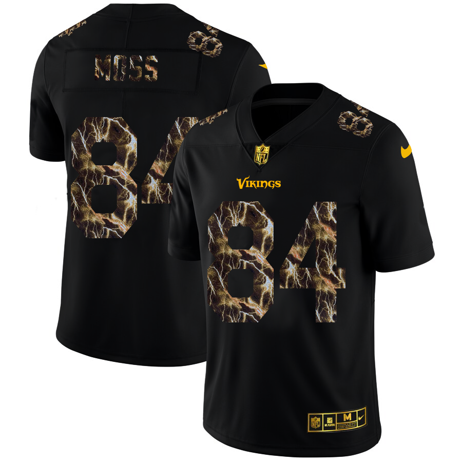2020 Minnesota Vikings #84 Randy Moss Men Black Nike Flocked Lightning Vapor Limited NFL Jersey->tennessee titans->NFL Jersey